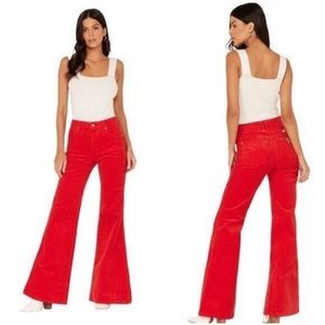 Wrangler 26 x 32 Wanderer High Rise Flare Red Corduroy Jeans